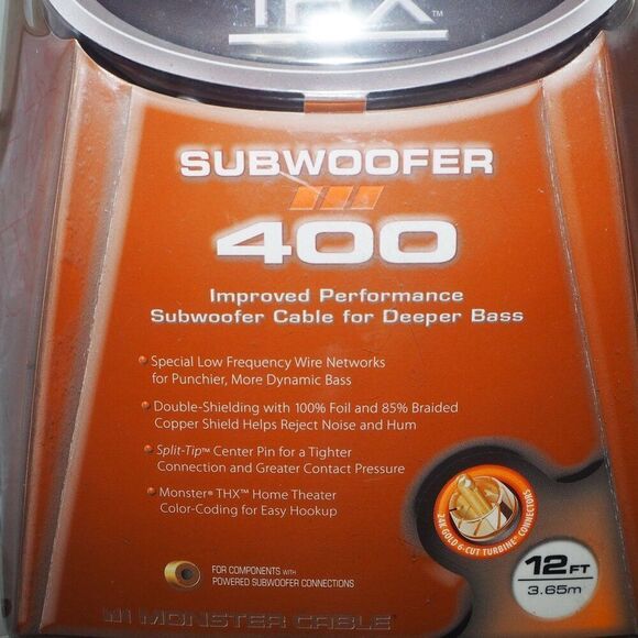 Monster THX Subwoofer 400 Gold Contact Cable 12ft / 3.65m New Sealed - Picture 7 of 7